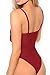LEISUP Woman's Spaghetti Straps Cut Out High Leg Bikini One Piece Bathing Suit Wine M