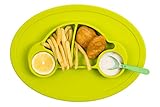 Qshare Toddler Plate, Baby Plate for Babies Toddlers and Kids, Portable BPA-Free FDA Approved Strong Suction Plates for Toddlers, Dishwasher and Microwave Safe Silicone Placemat 11x8x1 inch