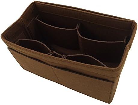 Actater Large Felt Purse Organizer Insert, Multi-Pocket Handbag Shaper, fits Tote Bag like Speedy or Neverfull (Brown)