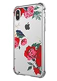 iPhone X Case,iPhone 10 Case,Cutebe Slim Shockproof Hard PC+TPU Bumper Case Scratch-Resistant Cover for Apple iPhone X 2017 Release Rose Design