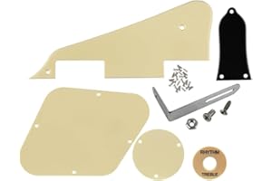 FLEOR 1Ply Cream Pickguard Back Plate Screws Set & Toggle Switch Plate(Cream) & Bracket Fit LP Style Guitar Pickguard Replacement