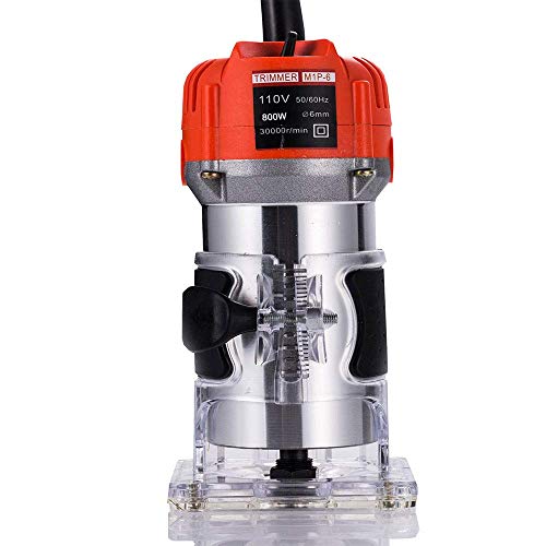 TABODD 110V 800W Router Electric Hand Trimmer Wood Router 1/4" Collets Woodworking Tool Laminate Trimmer