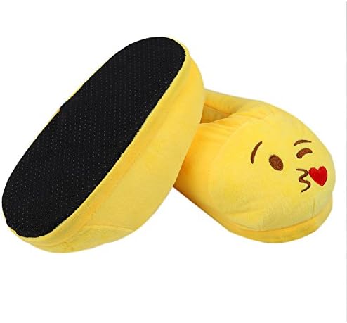 Emoji Slippers, Unisex Plush Fluffy House Shoes for Boys Girls Indoor Use in Autumn Winter (Kissing)