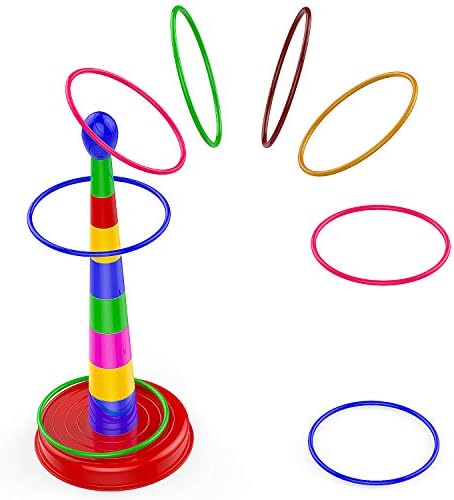 Quoits Ring Toss Game for Kids,18" Colorful Plastic Detachable Ring Toss Toy Suitable for All Age Indoors | Outdoors,Funny Sport Game Toys for Kids Improves Hand-Eye Coordination,Party Favor Games.