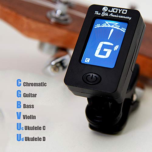 BDwing Guitar Tuner Clip-On Tuner Digital Electronic Tuner Acoustic with LCD Display for Guitar, Bass, Violin, Ukulele (4 PCS Picks Included) (Tuner + Capo) - Thumbnail 4