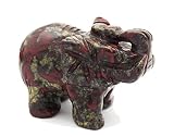 Fundamental Rockhound Products: 1 1/2" Carved Elephant, Dragon's Blood Bloodstone, hand carved gemstone crystal with information card