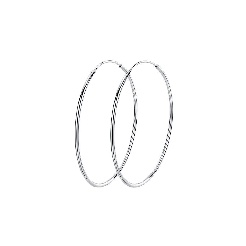 925 Sterling Silver Large Hoop Earrings Circle Endless Huggie Big Hoops Earring for Women Girls Size 50mm