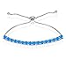 Sterling Silver 3mm Simulated Blue Opal Round-cut Chain Adjustable Pull-String Bolo Slider Tennis Bracelet for Women Teens Girls