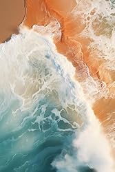 Contemporary Blue White Waves and Orange Beach