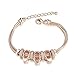 Yoursfs Crystal Bracelet for Women 18K Rose Gold Plated Heart Lock Key Pendant Bangle Bracelet