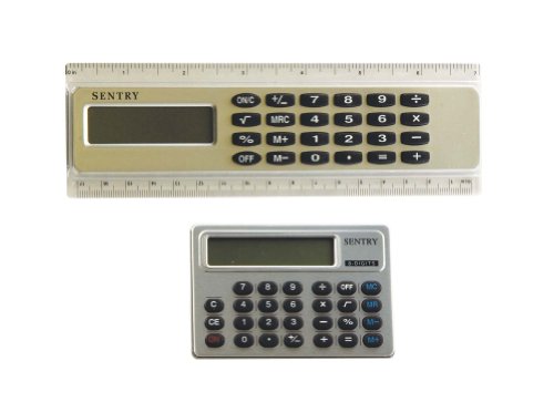 Sentry Calculators 2-Pack, Ruler and Credit Card Styles, Silver (CAPD4)