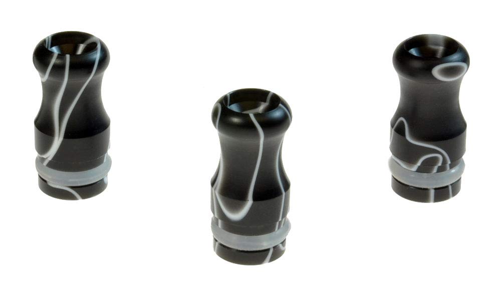 Armerah Stubby 510 Drip Tip e-cig Mouthpiece Short/Plastic/Marble 3 Pack in Black