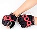 BOODUN Cycling Gloves with Shock-absorbing Foam Pad Breathable Half Finger Bicycle Riding Gloves Bike Gloves B-001, Black with Red Logo, Medium