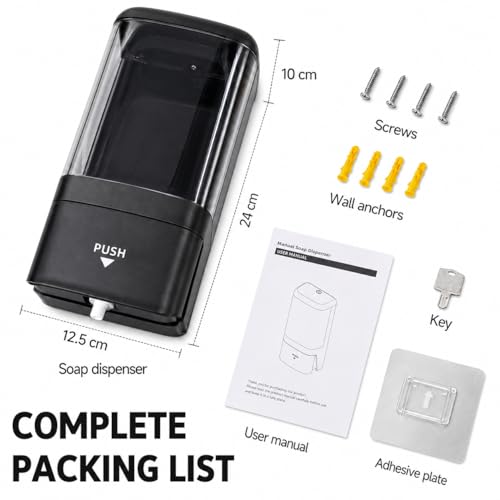 Keqin Large Shampoo Dispenser,No Drill Shampoo and Conditioner Dispenser,Refillable Liquid Lotion Pump Dispenser 1200ml YW-113 for Commercial Bathrooms,Offices,Kitchen (Transparent Black)
