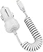 Amazon Basics Coiled Cable Lightning Car Charger, 1.5 Foot, White