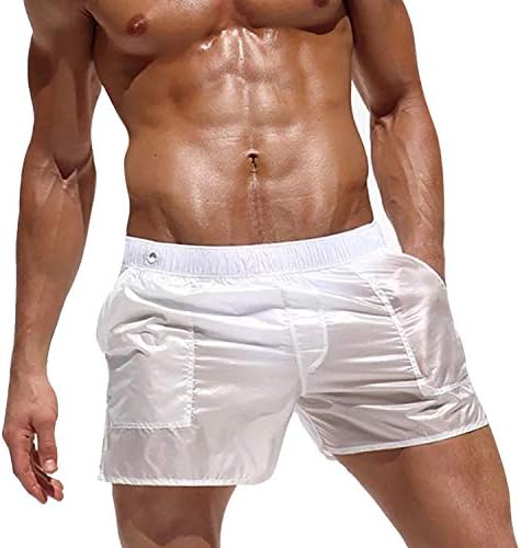 HiLadies Mens Sexy Boxer Shorts Translucent Beach Pants Swimming Trunks (Soft, Dry-Fast, Breathable, Leisure Trunks