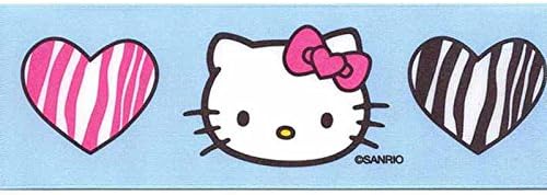 7/8'' Hello Kitty Zebra Hearts Ribbon Blue