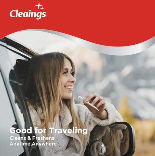 cleaings Disposable Travel Toothbrush 24 Count, 4-in-1 Mini Toothbrush with Toothpaste, No Water Needed with Built-in Flavor Beads & Tongue Cleaner & Toothpick for On the Go Travel, Mint Flavor