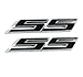 Muzzys (SET OF TWO) BLACK SS Chrome Super Sport Emblem Badge 3M Universal Stick On Sticker Trunk Fender Bumper Grill Grille