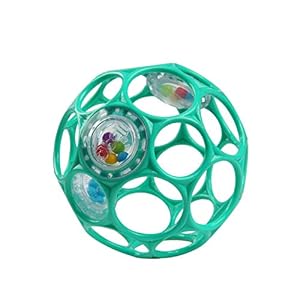 Bright Starts Oball Rattle Easy-Grasp Toy, Teal – 4″, Ages Newborn Plus, 1 Count (Pack of 1)