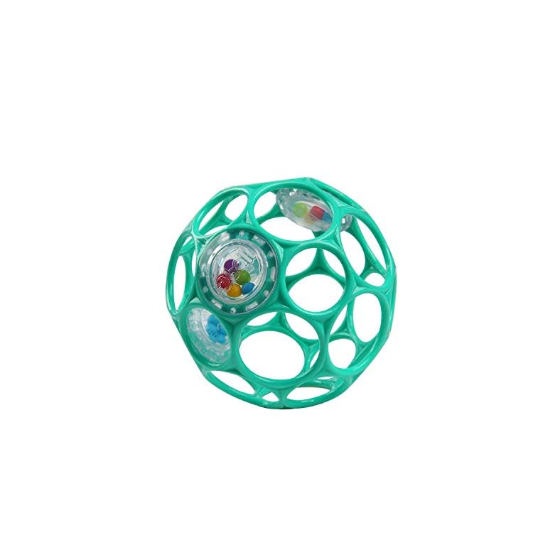 Bright Starts Oball Rattle Easy-Grasp Toy, Teal – 4″, Ages Newborn Plus, 1 Count (Pack of 1)