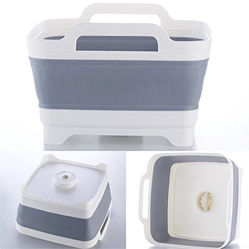 Foldable Strainer Wash and Drain Dish Tub，Fruits Drainer Basket Vegetable Sink Colander Draining Basket - Thumbnail 2