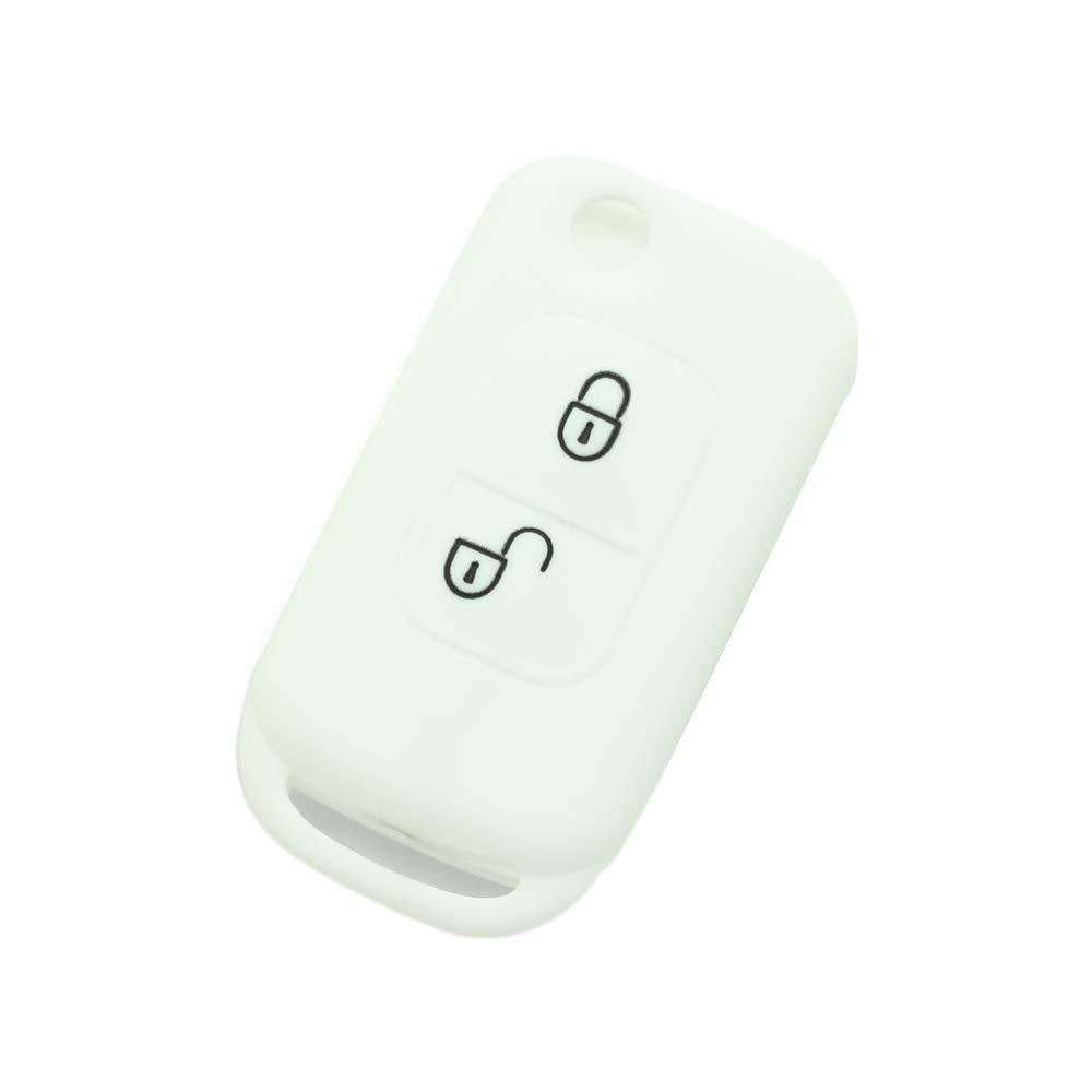 BROVACS Silicone Cover Protector Case Holder Skin Jacket Compatible with MERCEDES BENZ 2 Button Flip Remote Key Fob CV9952 White