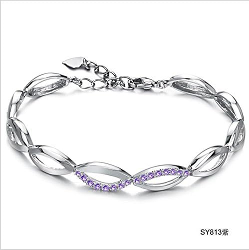 ASTERIA Jewelry Fashion Titanium Platinum Plated Swarovski Elements Cubic Zirconia Stone Bracelet Simple Korean Style in a Gift Box