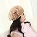 haoricu Beret Cap, Fashion Womens Flower Knit Crochet Beanie Hat Winter Warm Cap (Khaki 1)