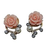 TOOGOO(R) Rose Flower Crystal Rhinestone Pearl Stud Earrings