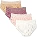 Hanes Women's Invisible Lace Waist Hipster Panties 4 Pack, Assorted, 7