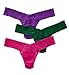 Hanky Panky Women's Low Rise Thong 3 Pack, Dallas, Green, Purple, Pink, One Size