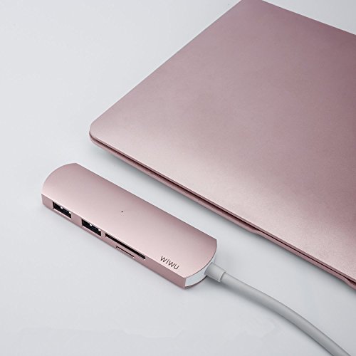 Type C USB Adapter,Dream Wings USB Type C Convertor Cable Memory Card Reader HUB with 2 USB 3.0 +1SD+1Micro SD Ports for Apple New MacBook 12 inch / 2016,2017 MacBook Pro 13 inch 15 inch (Rose Gold) - Thumbnail 5