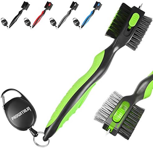 Golf Club Brush and Golf Club Groove Cleaner 2 in 1, 2ft Retractable Zip-line Metal Buckle and Retractable Sharp Pick, Multifunctional Brush Head with Nylon and Wire Bristles Golf Club Brush and Golf Club Groove Cleaner 2 in 1, 2ft Retractable Zip-line Metal Buckle and Retractable Sharp Pick, Multifunctional Brush Head with Nylon and Wire Bristles