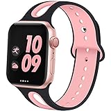 EXCHAR Sport Bands Compatible with Apple Watch Band 38mm 40mm Breathable Soft Silicone Strap Replacement Band for iWatch Series 4/3/2/1 for Women and Men S/M Black Pink