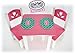 Matty's Toy Stop 18 Inch Doll Furniture Pink/White Wooden Table and Chairs Set with Placemats (Floral Design) - Fits American Girl Dolls