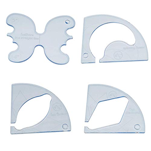 YICBOR Free Motion Quilting Rulers and Templates Set, Incuding 4pcs