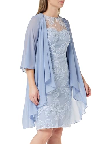 Gina Bacconi Embroidered Dress and Chiffon Jacket, Hydrangea, 18