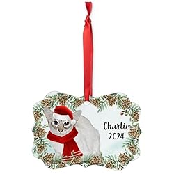 White Balinese Cat Christmas Ornament 2024