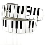 GENUINE LEATHER SNAP ON STUDDED WHITE PIANO BELT Medium (34-36)
