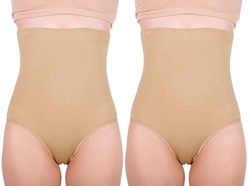 Women's Hi-waist Seamless Firm Control Tummy Slimming Shapewear Panties (Small, Nude (2 pack))