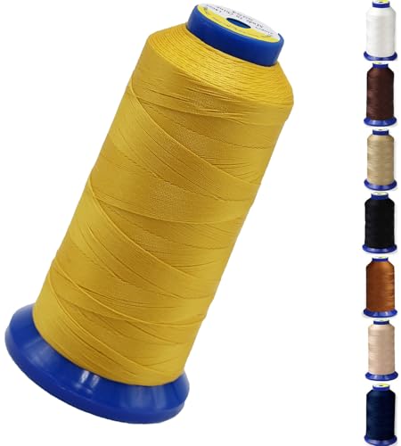 Bonded Nylon Thread for Sewing Leather,Upholstery,Jeans and Wig; #69 T70 Size 210D/3 1400 Yards (Yellow) — image 1