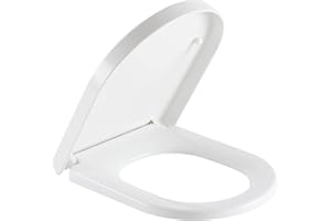 SADALAK Toilet Seat D Shape Soft Close Quick Release Easy Clean Toilet Seat Replacement with Non-Slip Bumpers for Bathroom Wh