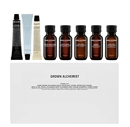 Grown Alchemist Travel Kit – 8 Piece Mini Set for Face, Body & Hair Care