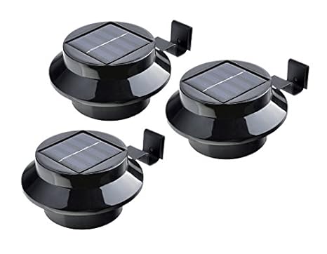 Solar Dachrinnen-Leuchte / 3-er Set/Schwarz oder Weiß/kabellos / Dachrinnenbeleuchtung (Schwarz)