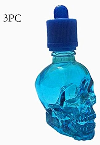 SimonX 1 Piece 30ml Skull Bottle Bitter Bottle E Liquid Frosted Black Skull Shape Glass Dropper Bottle With Child Proof 30ml Blue