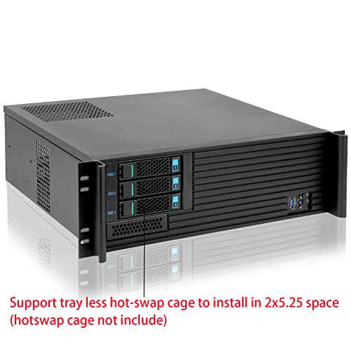 RackChoice 3U Short Depth Rackmount Server Chassis - Micro ATX/Mini-ITX, 2x5.25” + 5x3.5” Bays, ATX PSU Support, Top/Side Cooling, Aluminum Alloy, Black - Perfect for Business, DIY, and IT