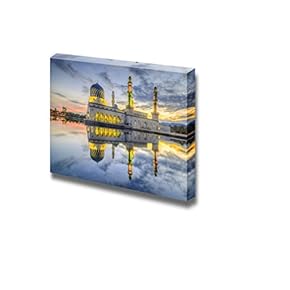 Canvas Prints Wall Art - Likas Mosque on Calm Sunrise | Modern Wall Decor/Home Decoration Stretched Gallery Canvas Wrap Giclee Print. Ready to Hang - 12" x 18"