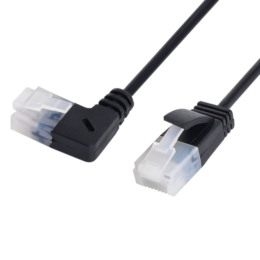 CY Cat6 Ethernet Cable 3.28 Feet Left Angled Network LAN Patch Cable RJ45 Cat6 One Cable Ethernet Network UTP