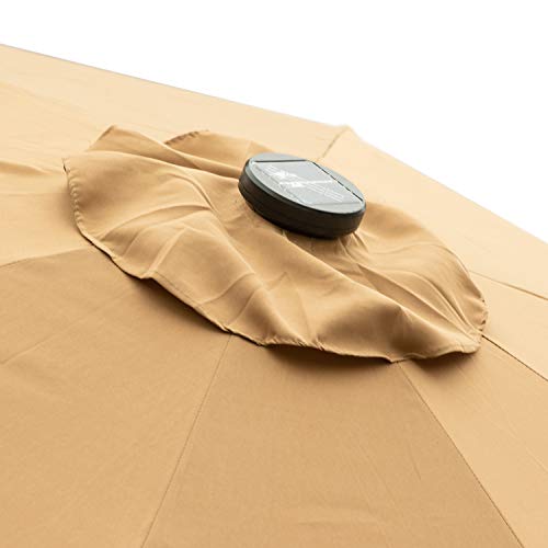 Ainfox 9ft Solar Patio Umbrella with LED Light, Steel Umbrella Ribs Waterproof Prevent Bask in for Garden, Indoor, Outdoor Use Without Base (Brown)